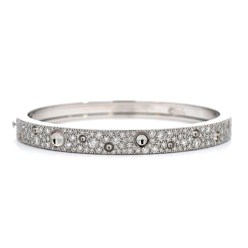 Roberto Coin 18K White Gold Pois Moi Luna Narrow Diamond Bangle