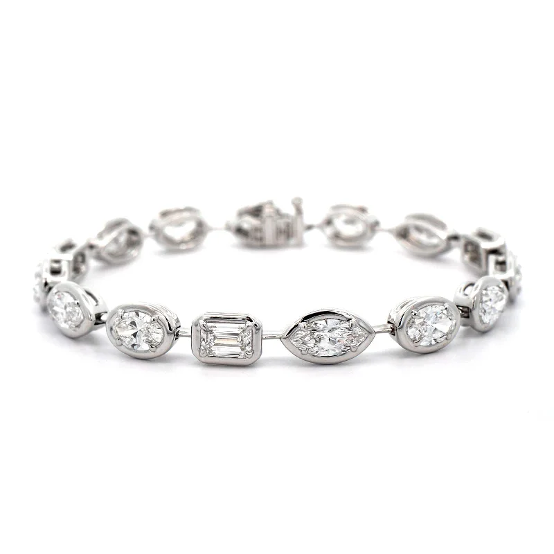 18K White Gold Multi Shaped Diamond Bracelet