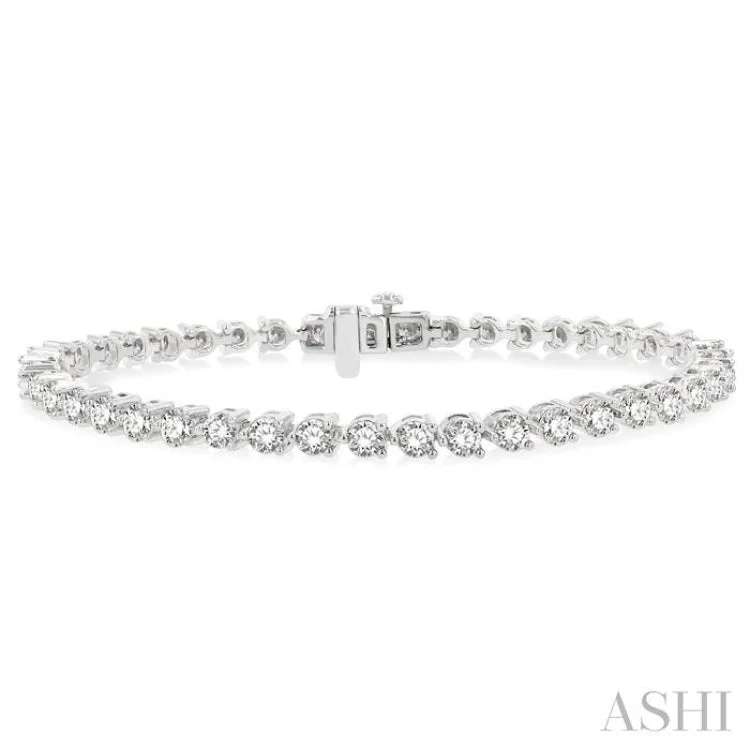 5.00CT RDDM 3 Prong Tennis Bracelet WG 14K-G*