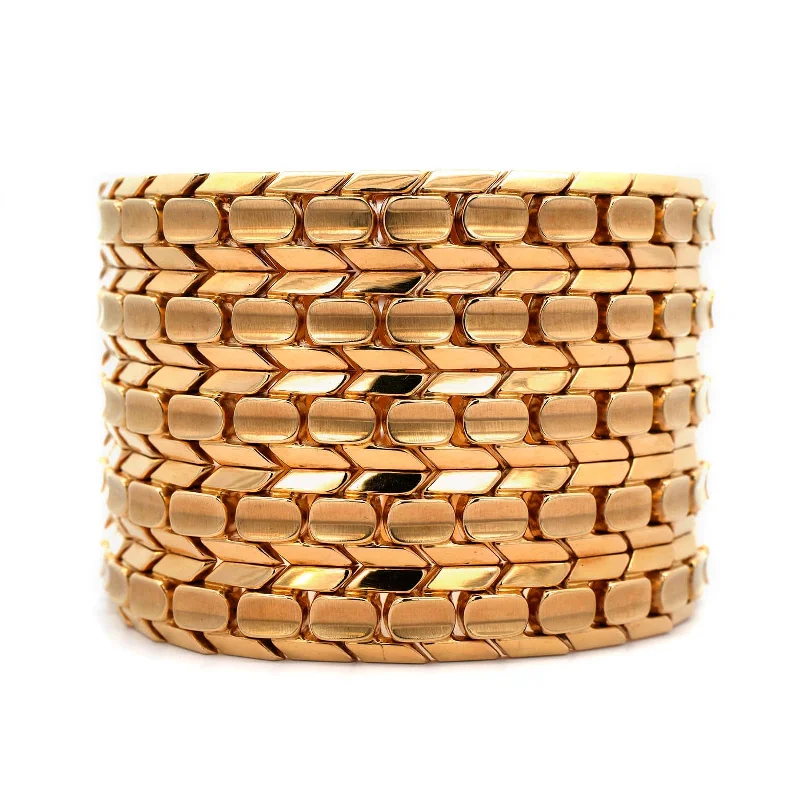 18K Yellow Gold Italian Wide Woven Bracelet