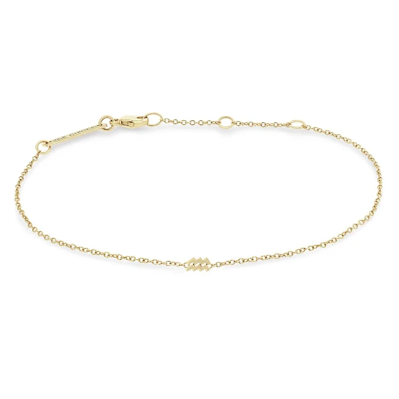 14K Yellow Gold Itty Bitty Aquarius Zodiac Bracelet