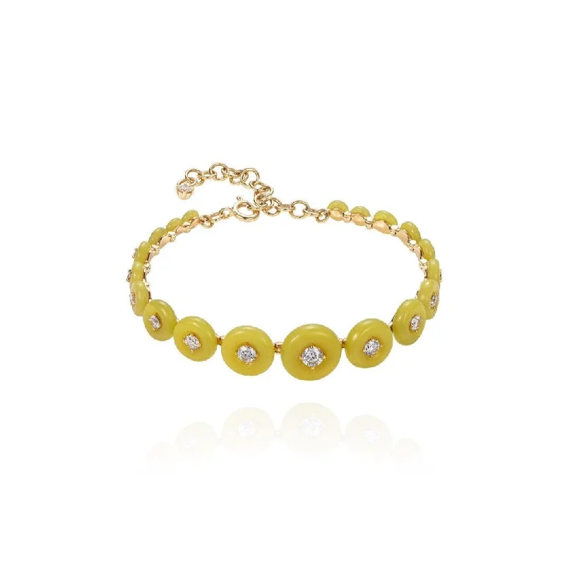 18K Yellow Gold Diamond and Serpentine Surrounding Bracelet