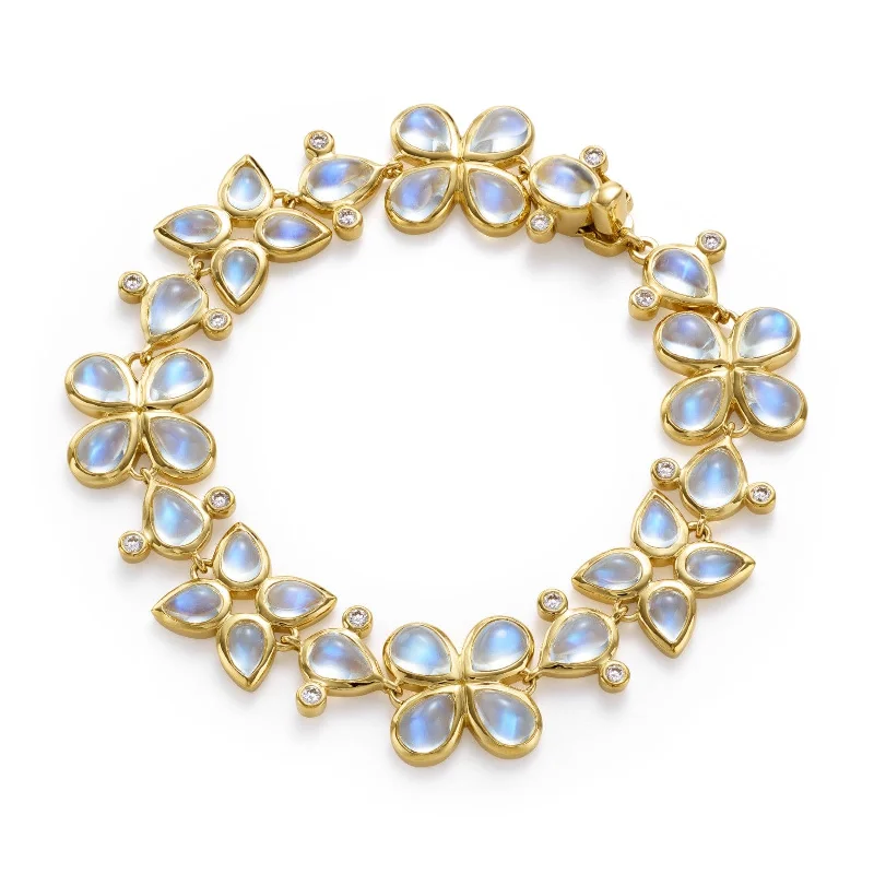 Temple St. Clair 18K Yellow Gold Blue Moon Diamond Flower Bracelet