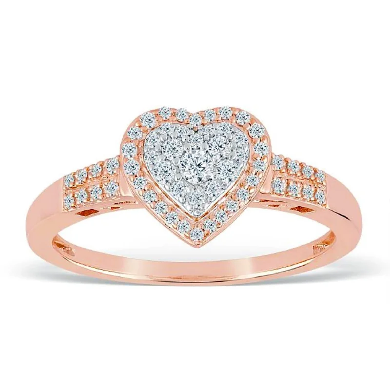 Red Hot Deal 1/4 CTW Diamond Heart Ring in 10KT Rose Gold