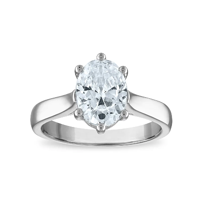 Red Hot Deal 2 CTW Oval Lab Grown Diamond Solitaire Engagement Ring in 14KT White Gold