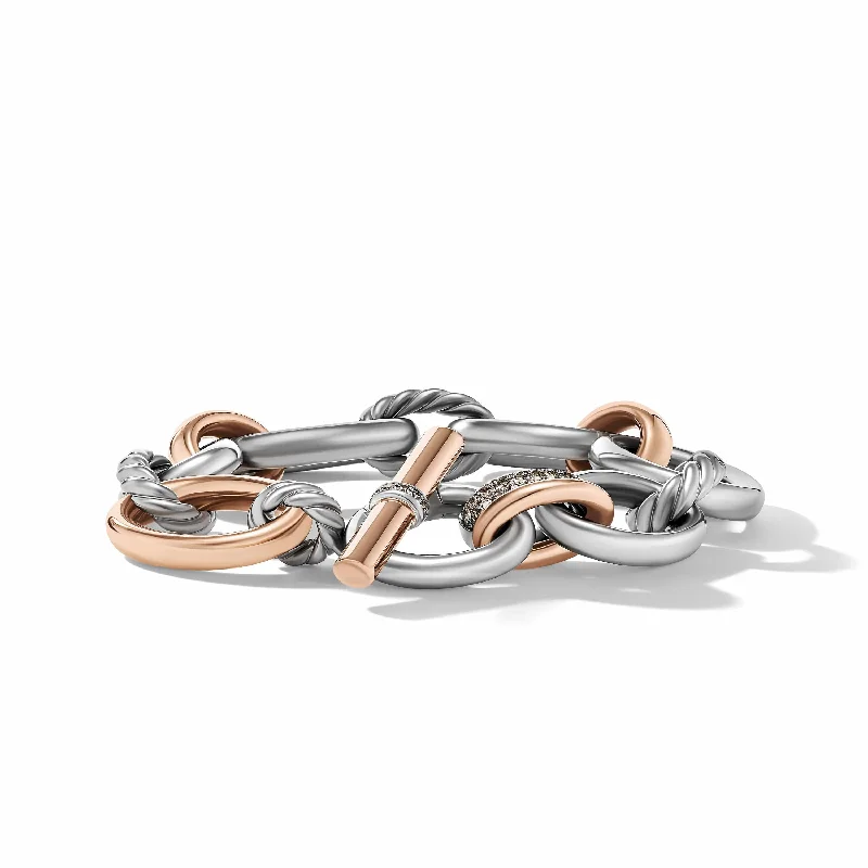 DY Mercer™ Melange Bracelet in Sterling Silver with 18K Rose Gold and Pavé Cognac Diamonds