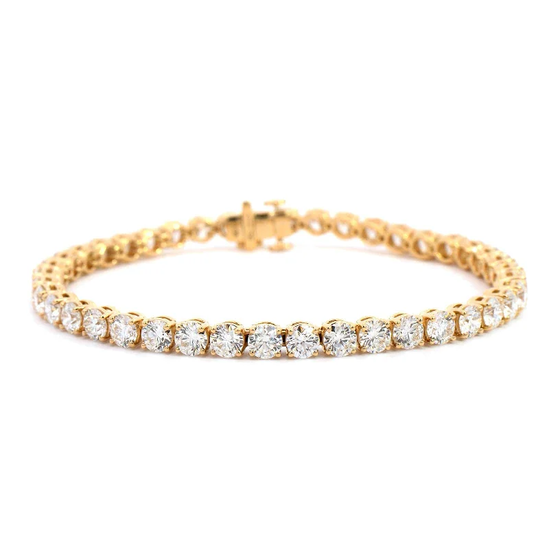 18K Yellow Gold Round Diamond Tennis Bracelet