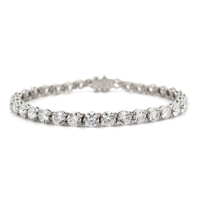 Platinum Round Cut Diamond Tennis Bracelet