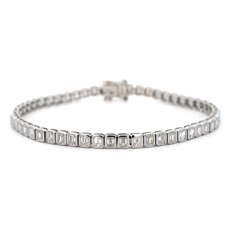 18K White Gold Bezel Set Diamond Tennis Bracelet